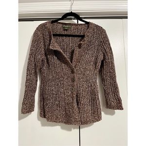 Eddie Bauer Women’s Button Up Brown and Cream Medium Cardigan